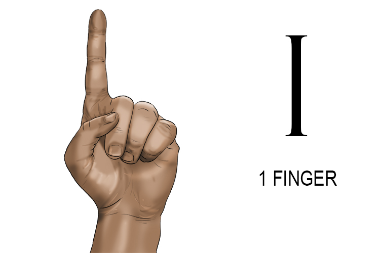 A single line or `I` referred to one unit or finger (the number one).